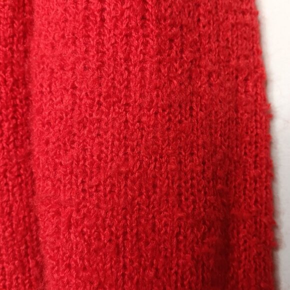 Vtg Tanner Womens Small Sweater Red Cardigan Textured Knit Open Front Holiday - Picture 9 of 10